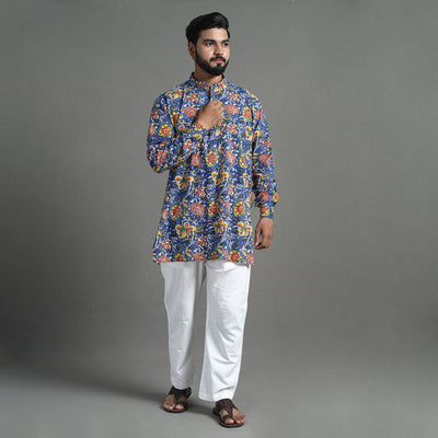 Block Print Cotton Sanganeri Kurta for Men (Short) 06