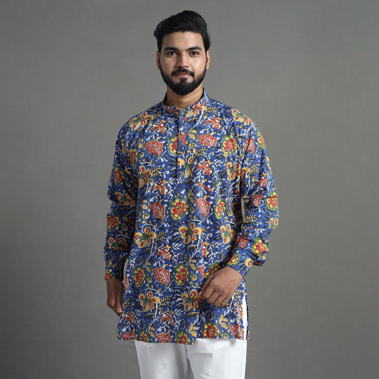 Block Print Cotton Sanganeri Kurta for Men (Short) 06