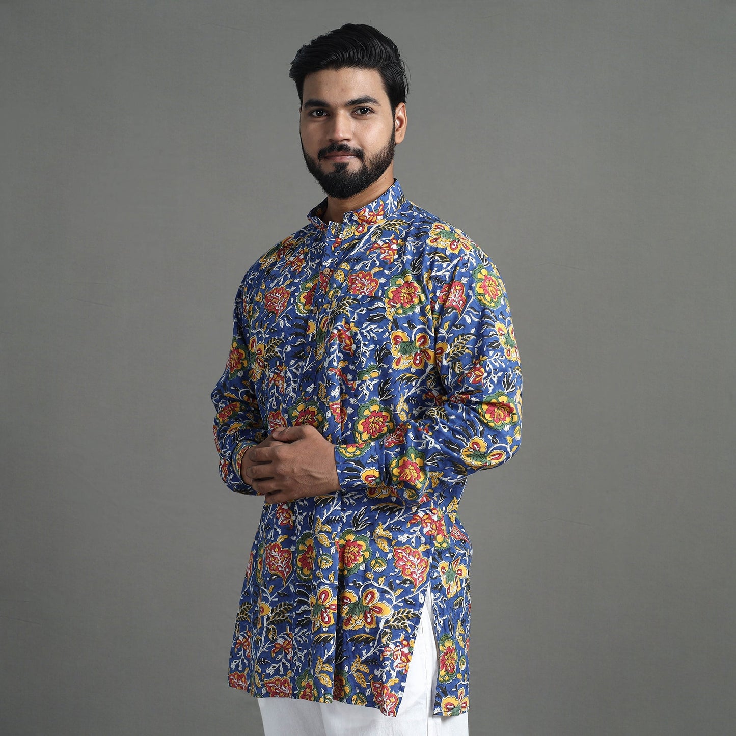 Block Print Cotton Sanganeri Kurta for Men (Short) 06