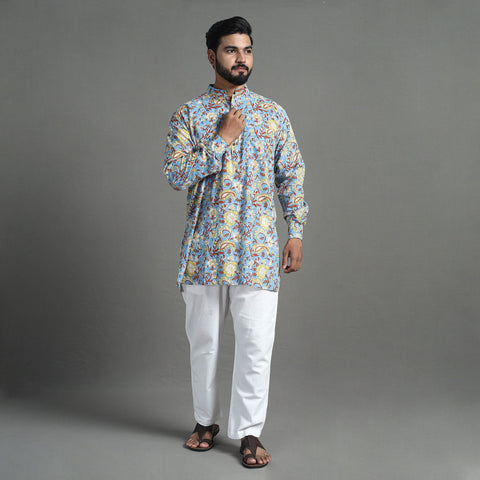 Cotton sanganeri kurta for men (short) 16 - handcrafted