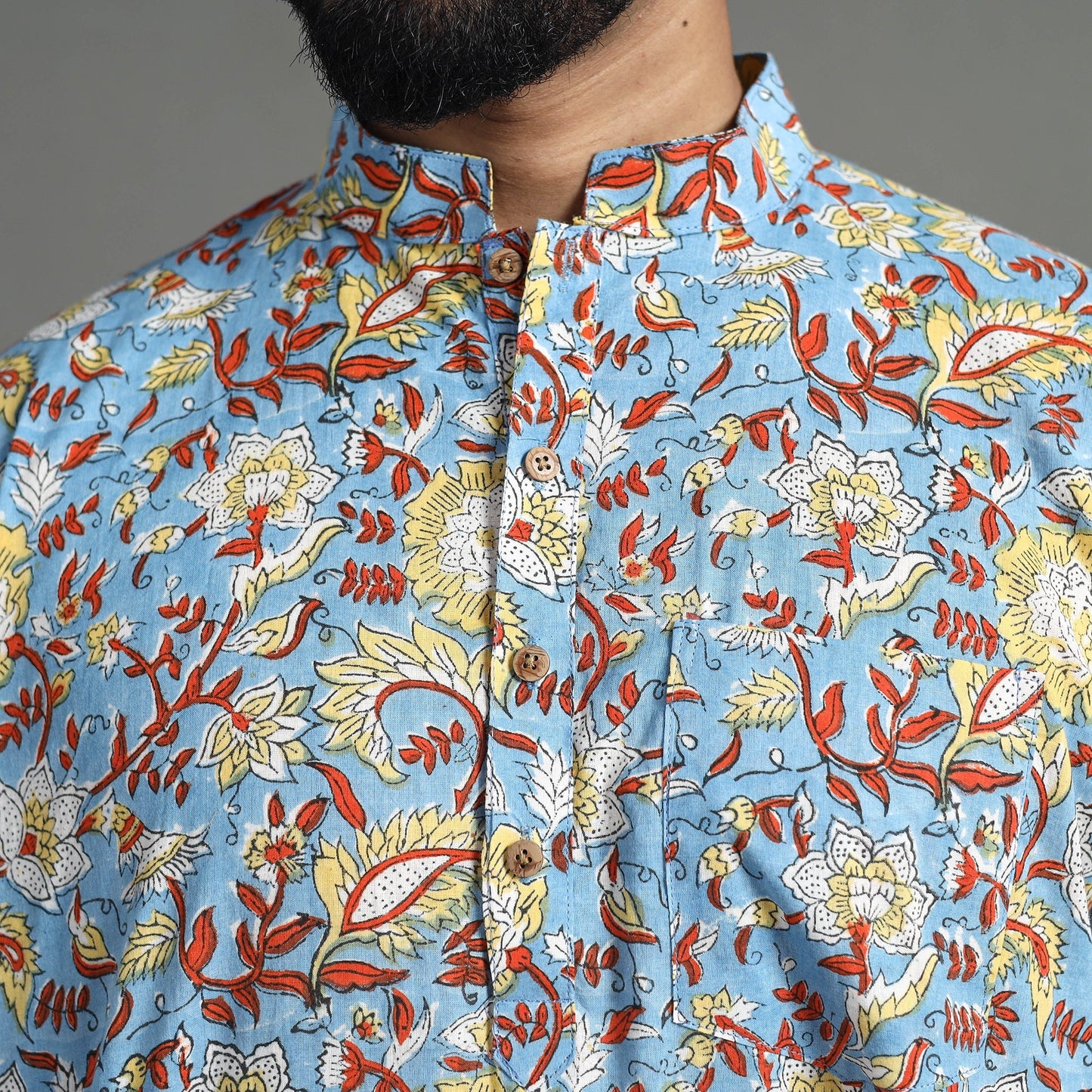 Cotton sanganeri kurta for men (short) 16 - handcrafted