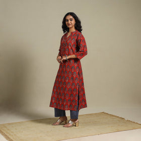 Natural dyed cotton straight kurta 13 - s - handcrafted