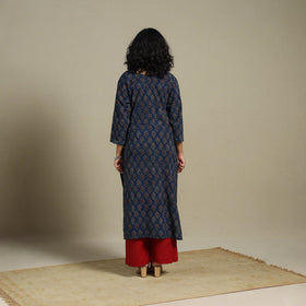 Natural dyed cotton straight kurta 15 - m - handcrafted
