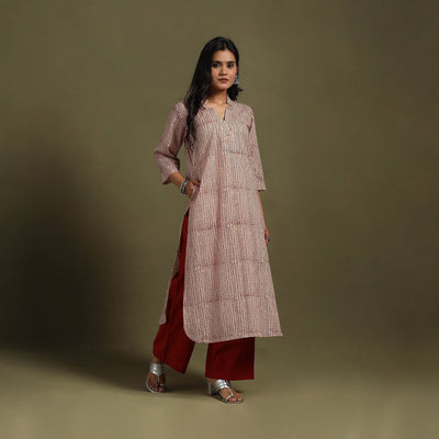 Block Print Natural Dyed Cotton Straight Bagru Kurta