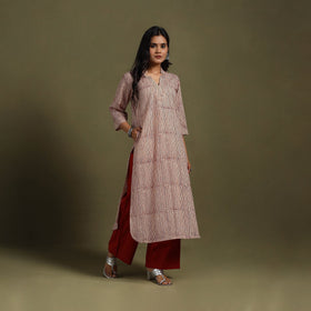 Block Print Natural Dyed Cotton Straight Bagru Kurta