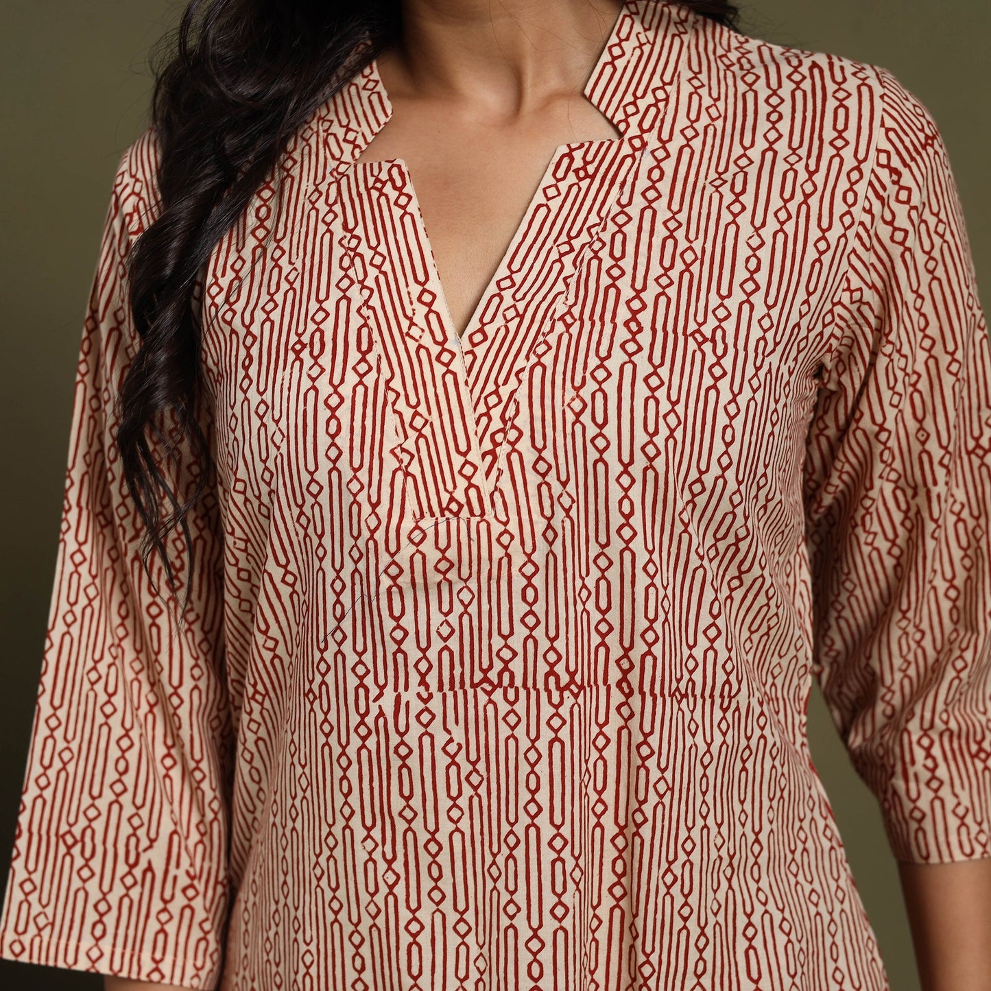 Block Print Natural Dyed Cotton Straight Bagru Kurta