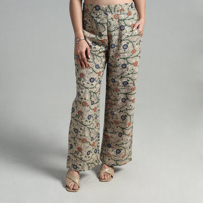 Buy Block Printed Cotton Pedana Kalamkari Palazzo