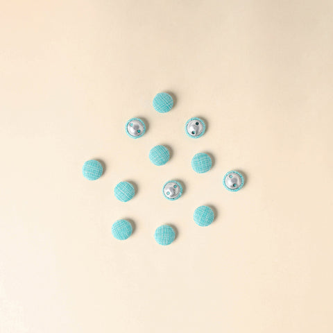  Blue Handmade Fabric Button Small at iTokri