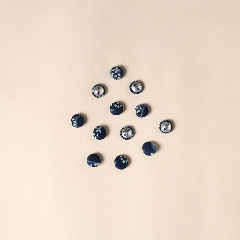  Blue Handmade Fabric Button Small at iTokri
