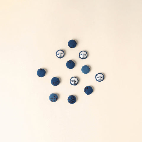  Blue Handmade Fabric Button Small at iTokri