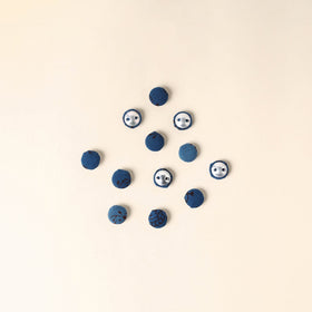  Blue Handmade Fabric Button Small at iTokri