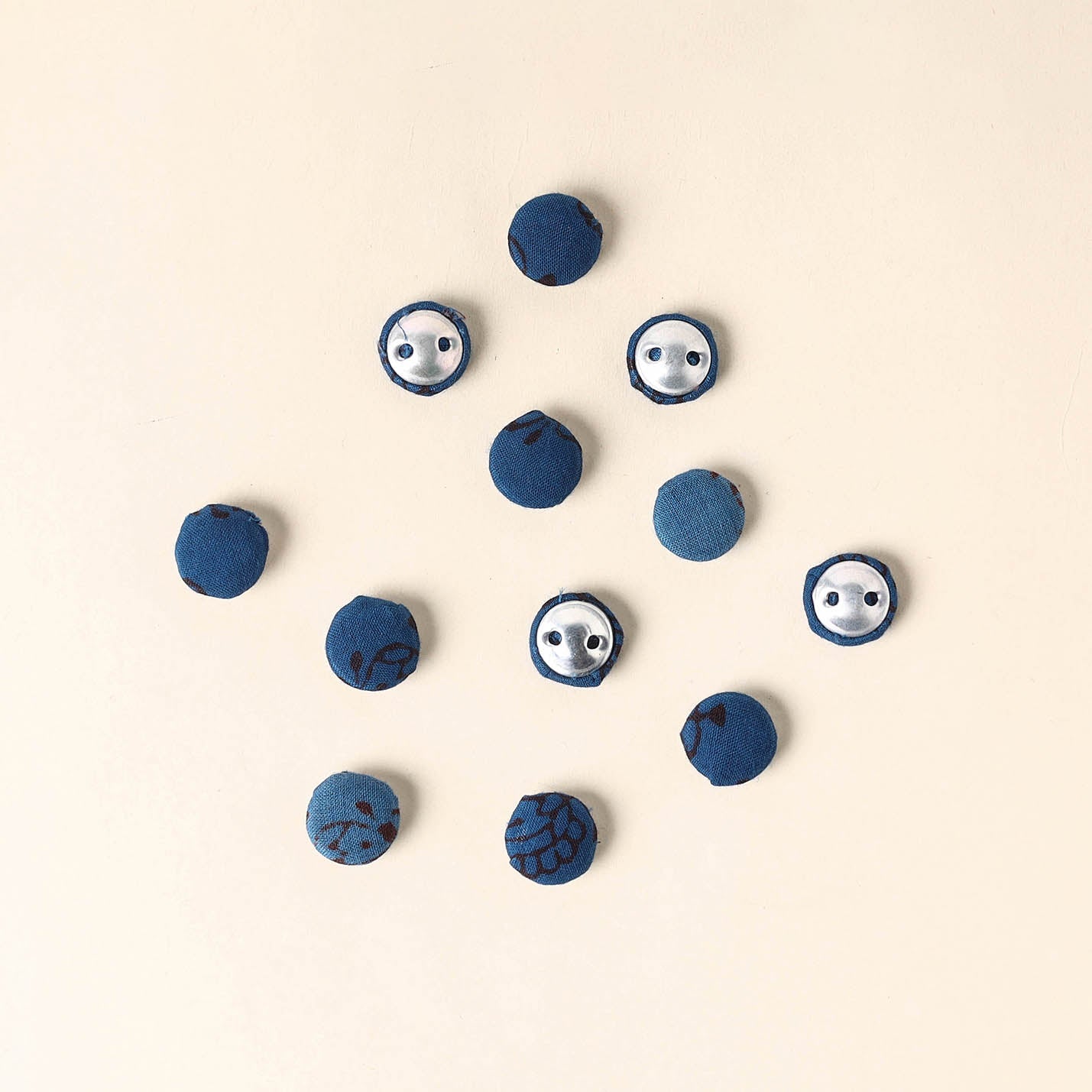 Blue Handmade Fabric Button Small at iTokri