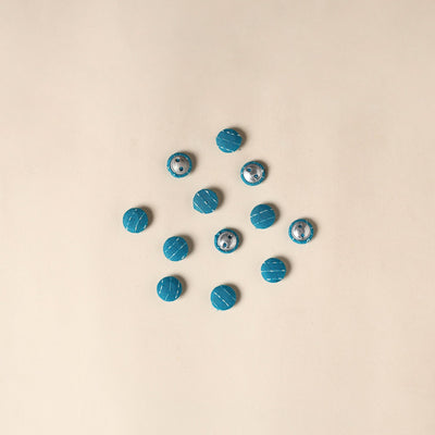  Blue Handmade Fabric Button Small at iTokri
