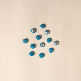  Blue Handmade Fabric Button Small at iTokri