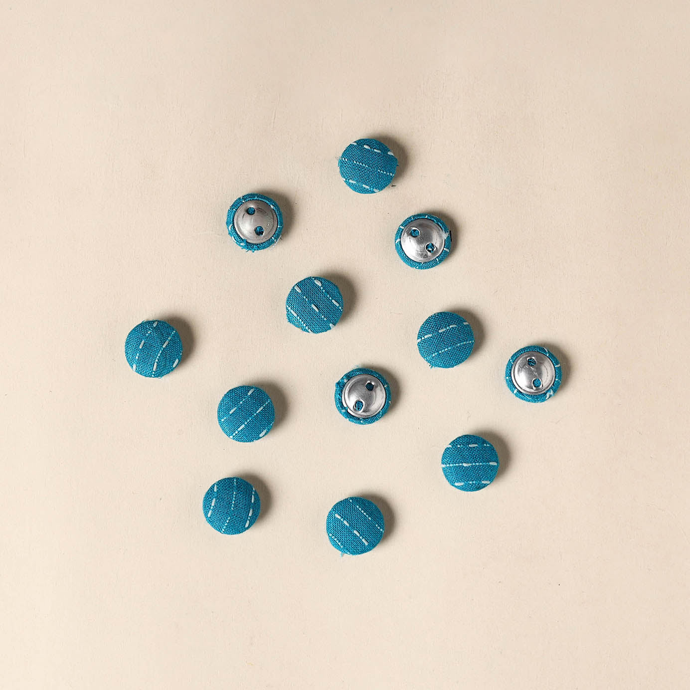  Blue Handmade Fabric Button Small at iTokri