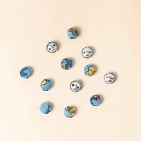  Blue Handmade Fabric Button Small at iTokri