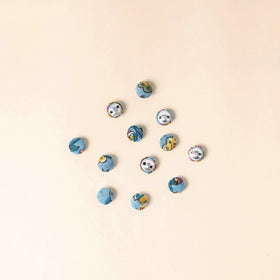  Blue Handmade Fabric Button Small at iTokri