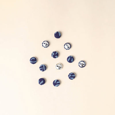  Blue Handmade Fabric Button Small at iTokri