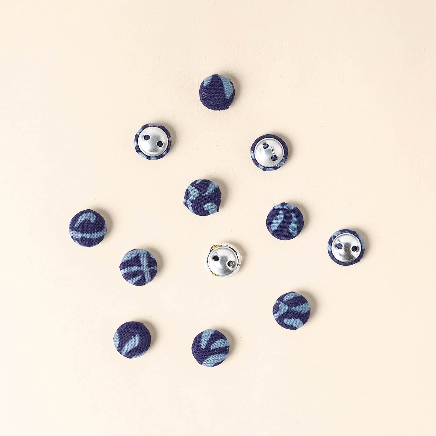  Blue Handmade Fabric Button Small at iTokri