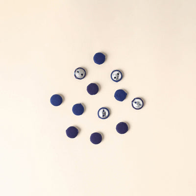  Blue Handmade Fabric Button Small at iTokri