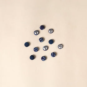  Blue Handmade Fabric Button Small at iTokri