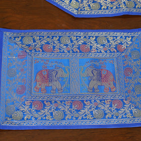Blue - 13pc dining table linen set in brocade banarasi silk
