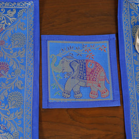 Blue - 13pc dining table linen set in brocade banarasi silk