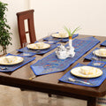 Blue - 13pc dining table linen set in brocade banarasi silk