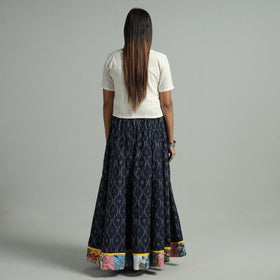 Blue - 24 kali cotton pochampally ikat skirt 02