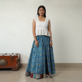 Blue 24 Kali Cotton Pochampally Ikat Skirt