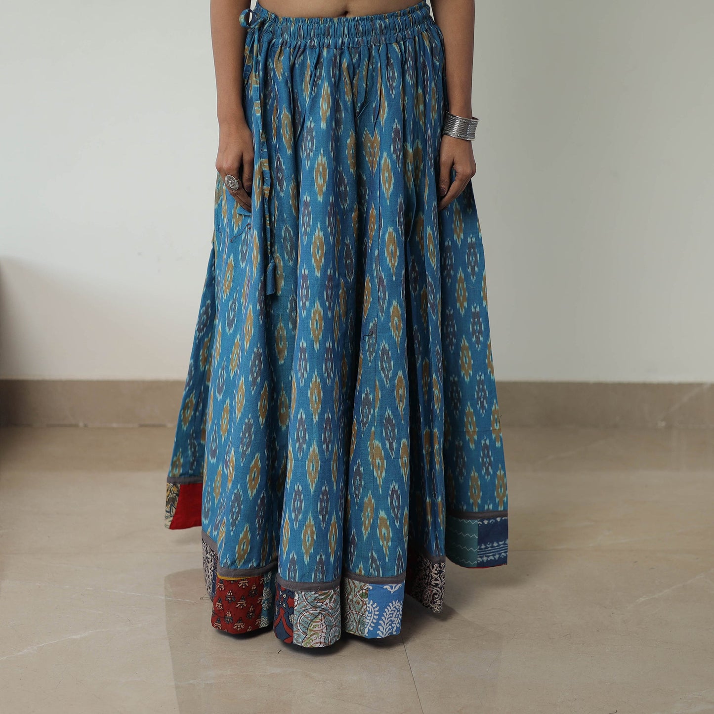 Blue 24 Kali Cotton Pochampally Ikat Skirt