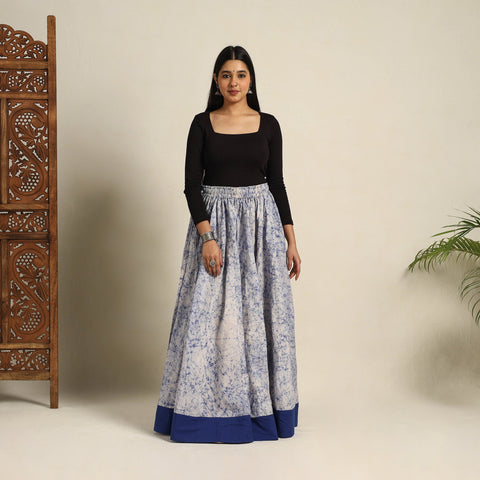 Blue 24 Kali Patchwork Batik Print Cotton Long Skirt