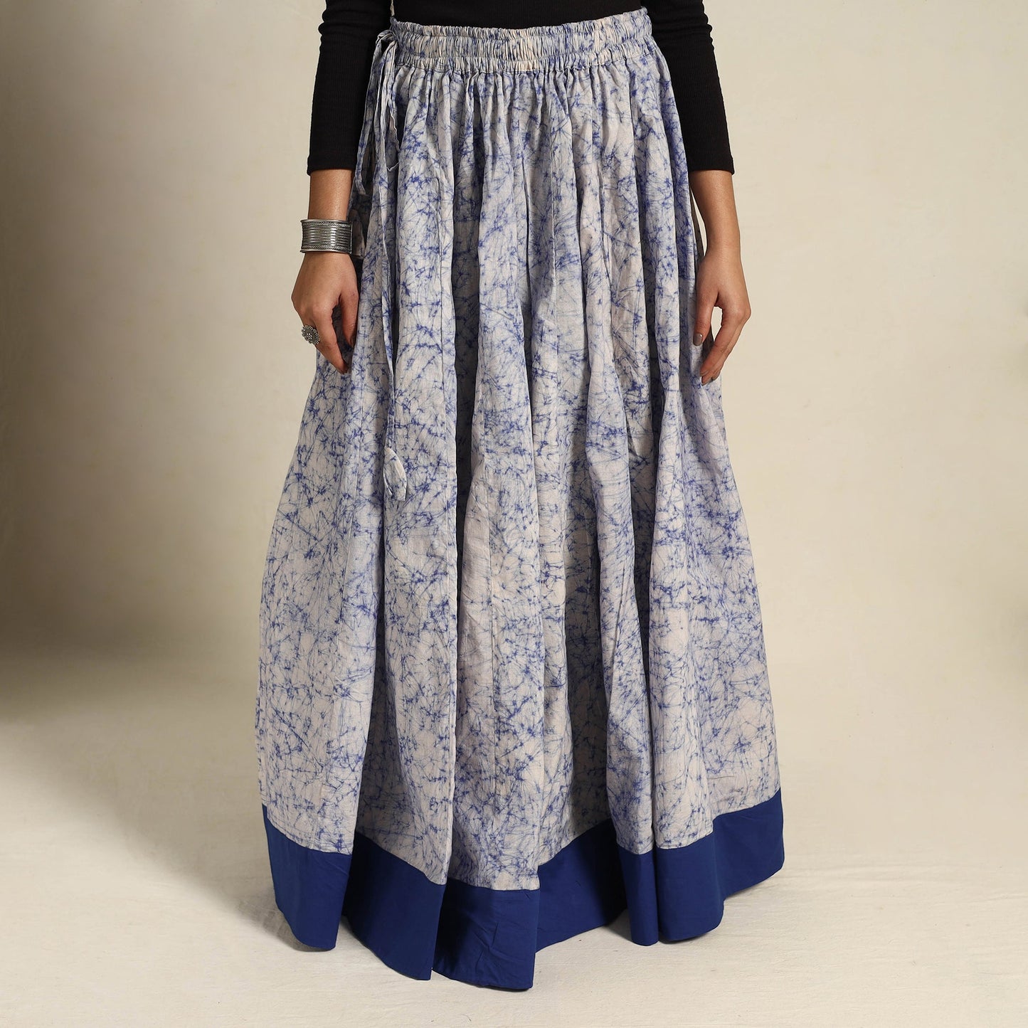Blue 24 Kali Patchwork Batik Print Cotton Long Skirt