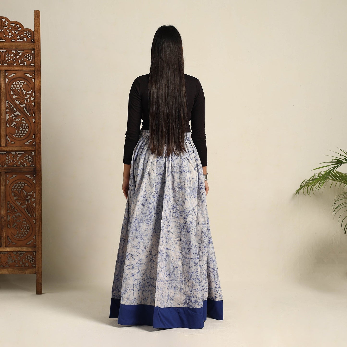 Blue 24 Kali Patchwork Batik Print Cotton Long Skirt