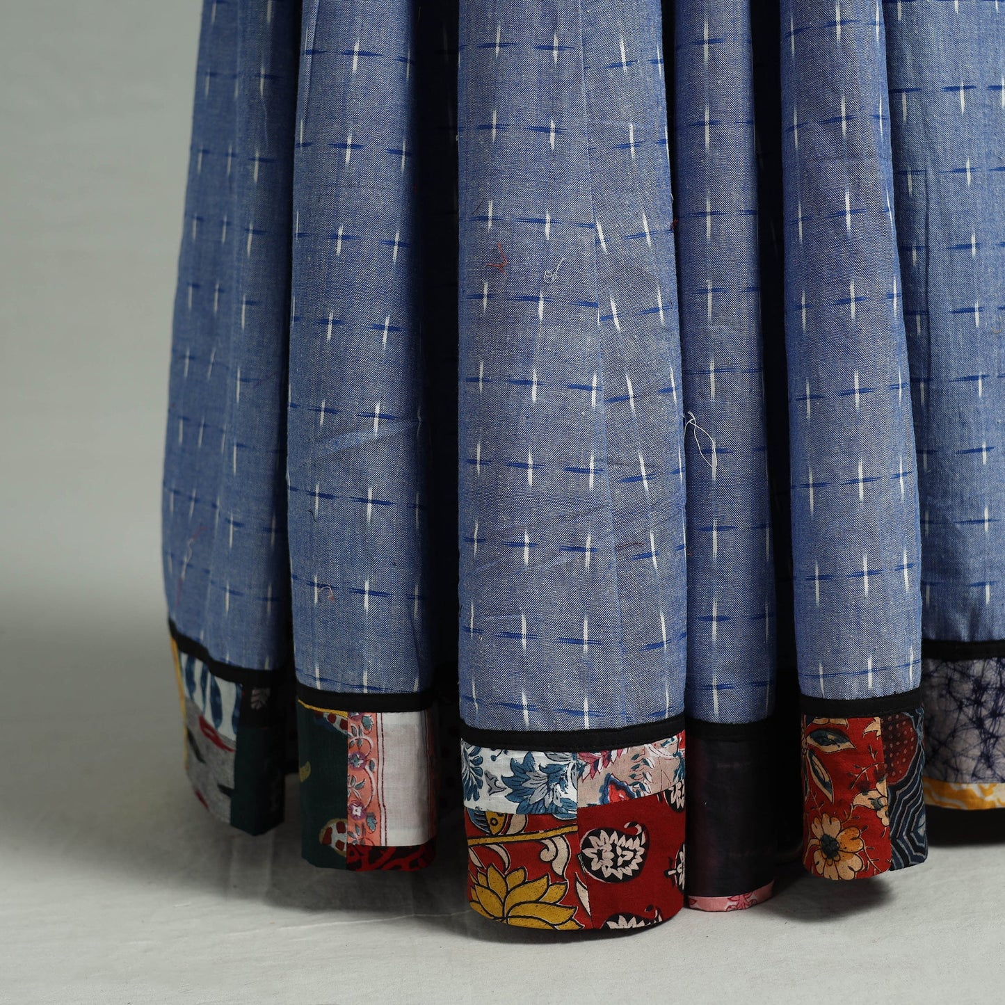 Blue - 24 kali patchwork cotton pochampally ikat skirt 41