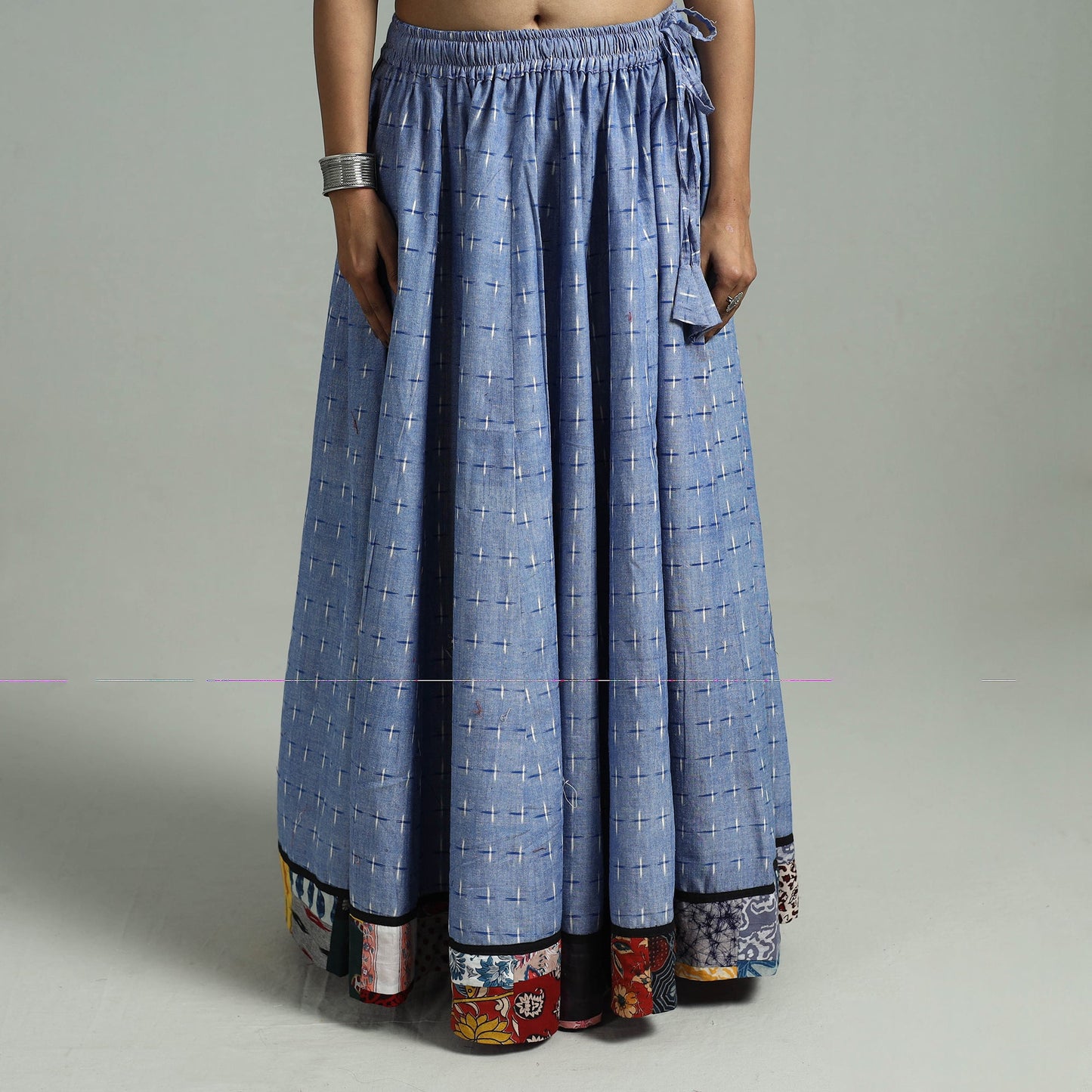 Blue - 24 kali patchwork cotton pochampally ikat skirt 41