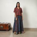 Blue - 24 Kali Patchwork Block Printed Cotton Ajrakh Skirt 09