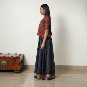Shop Black 24 Kali Patchwork Block Printed Cotton Ajrakh Skirt