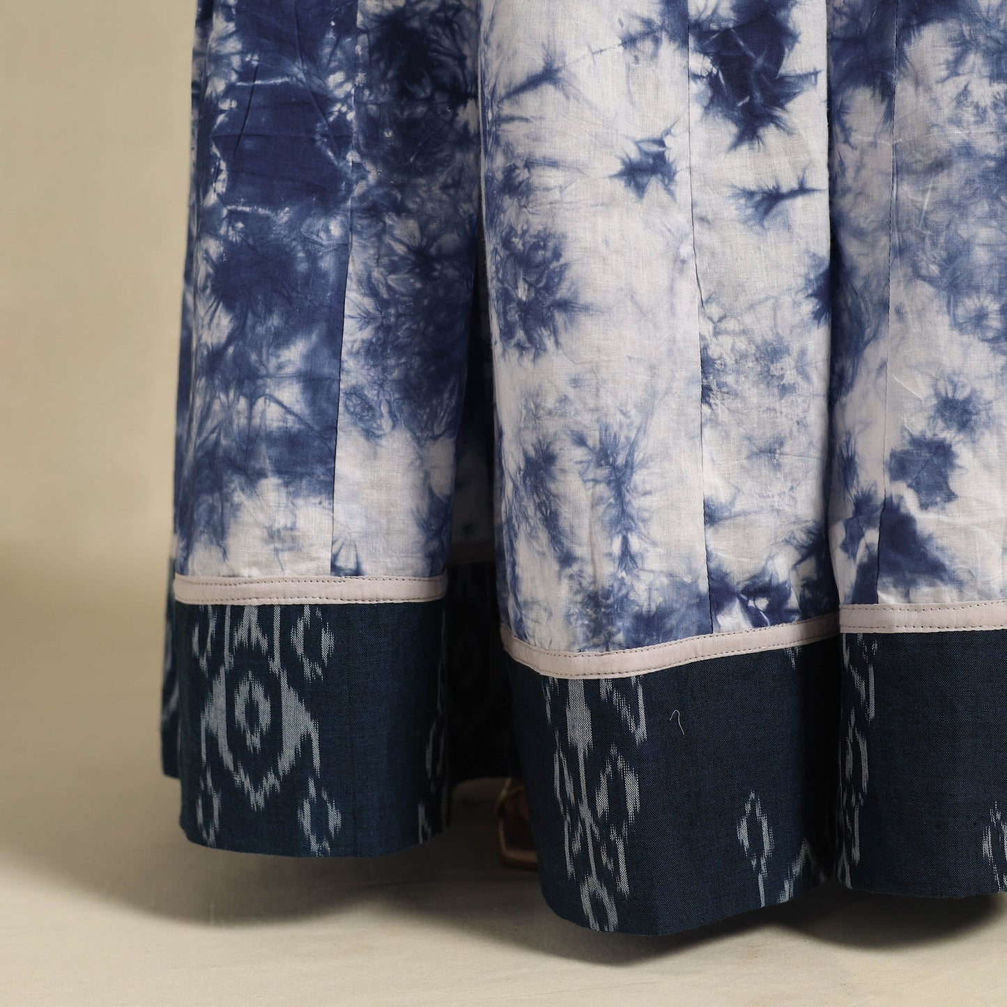Buy 24 Kali Blue Patchwork Cotton Long Shibori Tie-Dye Skirt