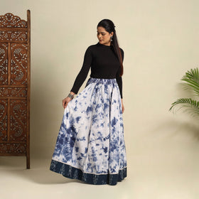 Buy 24 Kali Blue Patchwork Cotton Long Shibori Tie-Dye Skirt