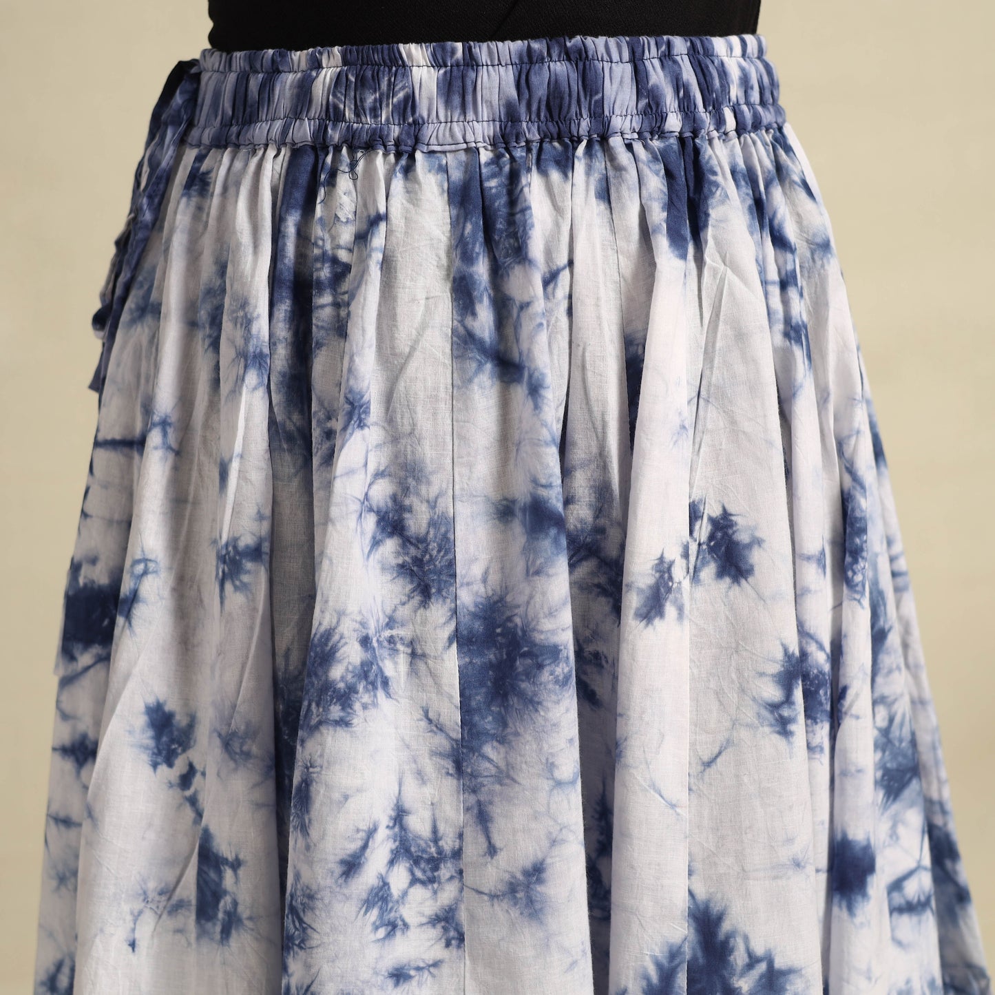 Buy 24 Kali Blue Patchwork Cotton Long Shibori Tie-Dye Skirt