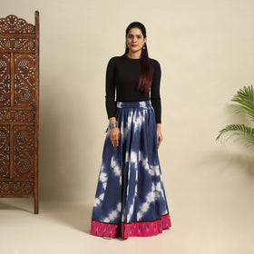 24 Kali Blue Patchwork Cotton Long Shibori Tie-Dye Skirt