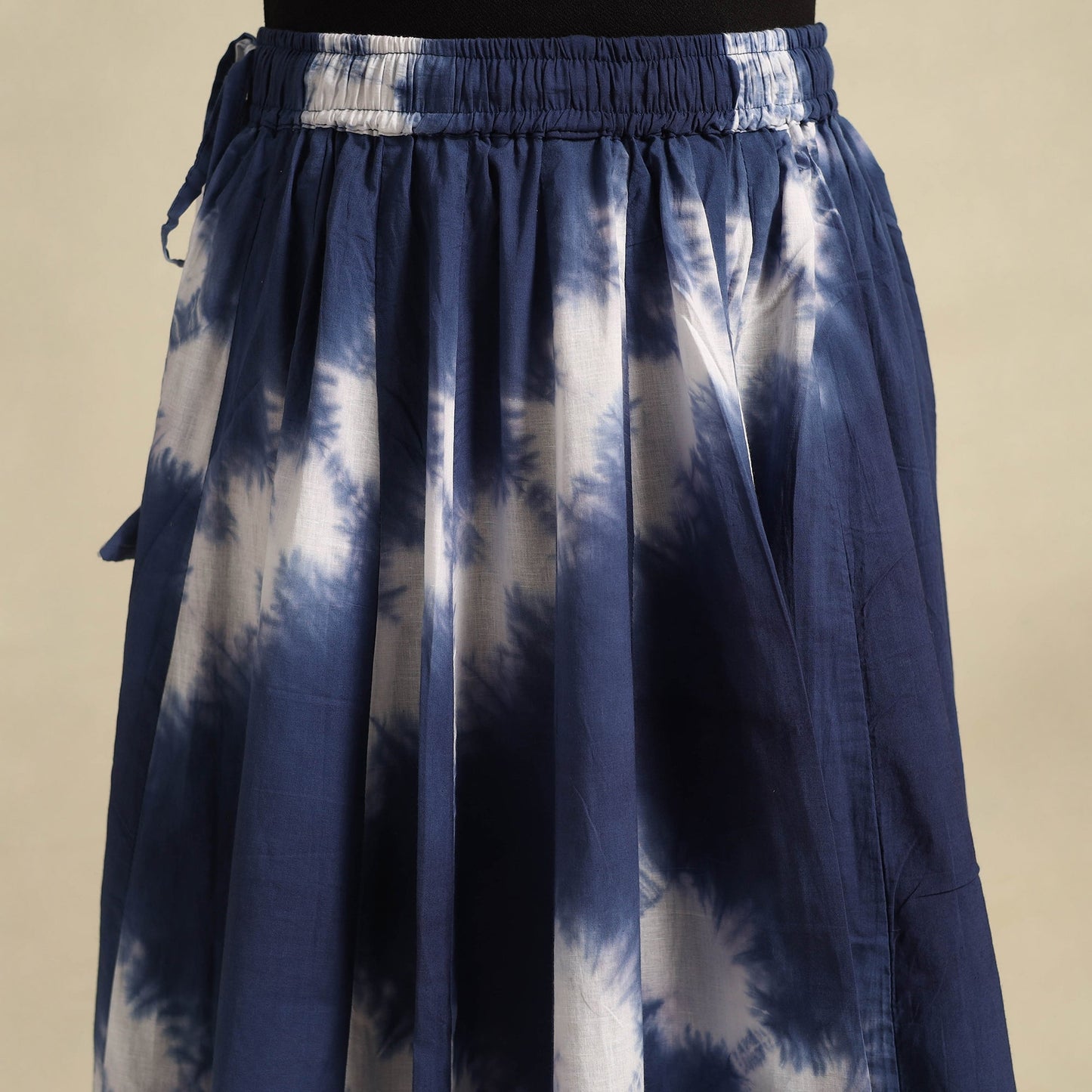 24 Kali Blue Patchwork Cotton Long Shibori Tie-Dye Skirt