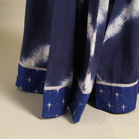 Blue - 24 kali shibori tie-dye cotton long skirt with ikat
