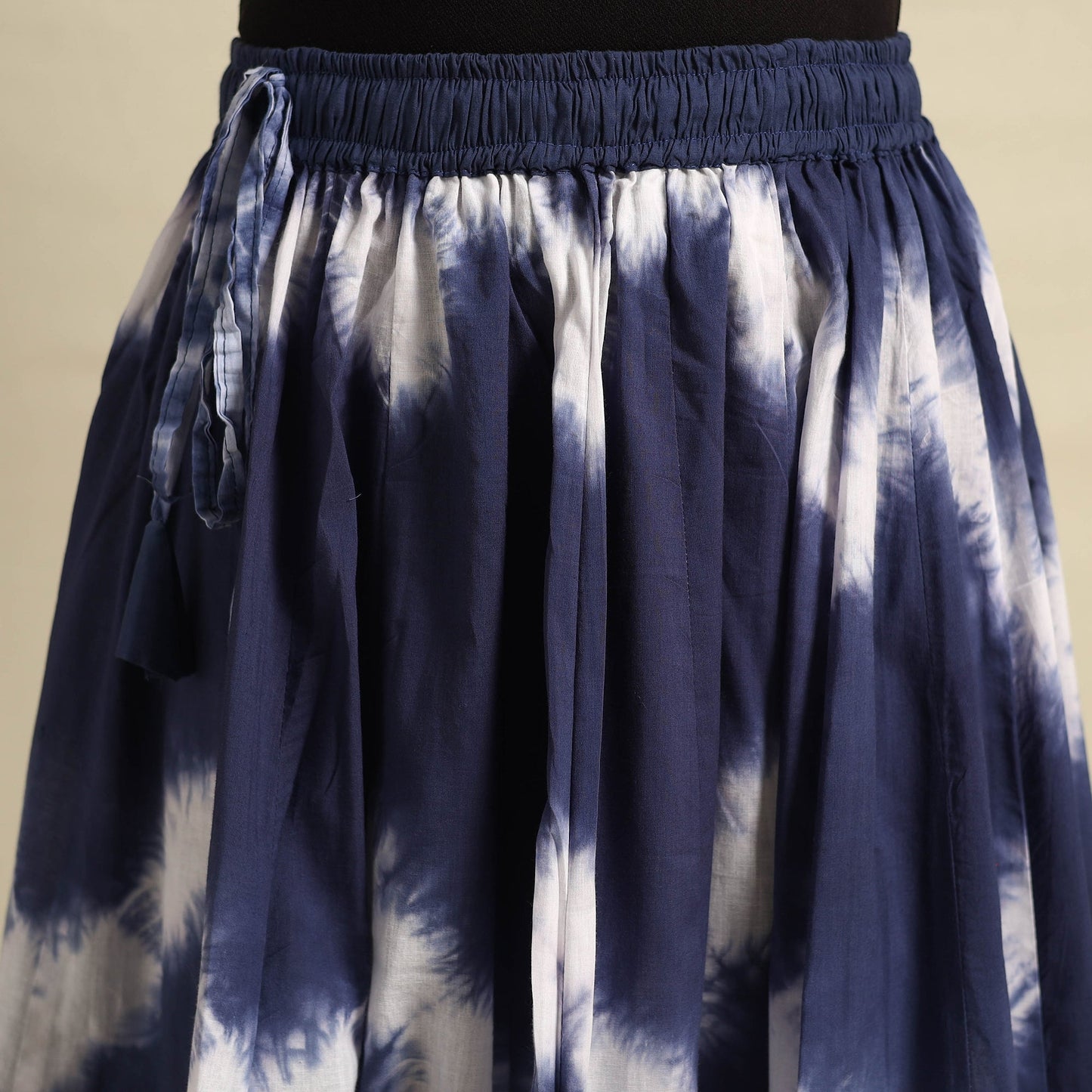 Blue - 24 kali shibori tie-dye cotton long skirt with ikat