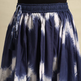 Blue - 24 kali shibori tie-dye cotton long skirt with ikat