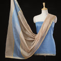 Blue - 2pc Chanderi Silk Handloom Suit Material Set with Zari Border