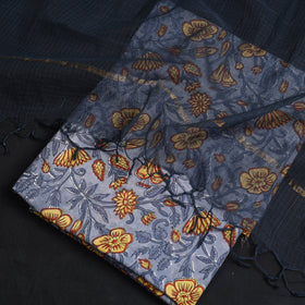 Blue - 2pc cotton sanganeri kurta with plain dupatta 19