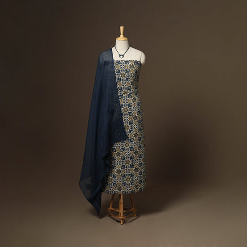 2pc cotton unstitched dress material with jewellery set 25