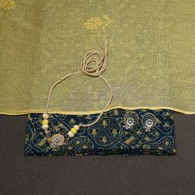 2pc cotton unstitched dress material with jewellery set 36